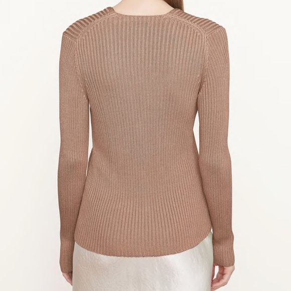 Ribbed Button Cardigan - Chestnut - Picture 4 of 5